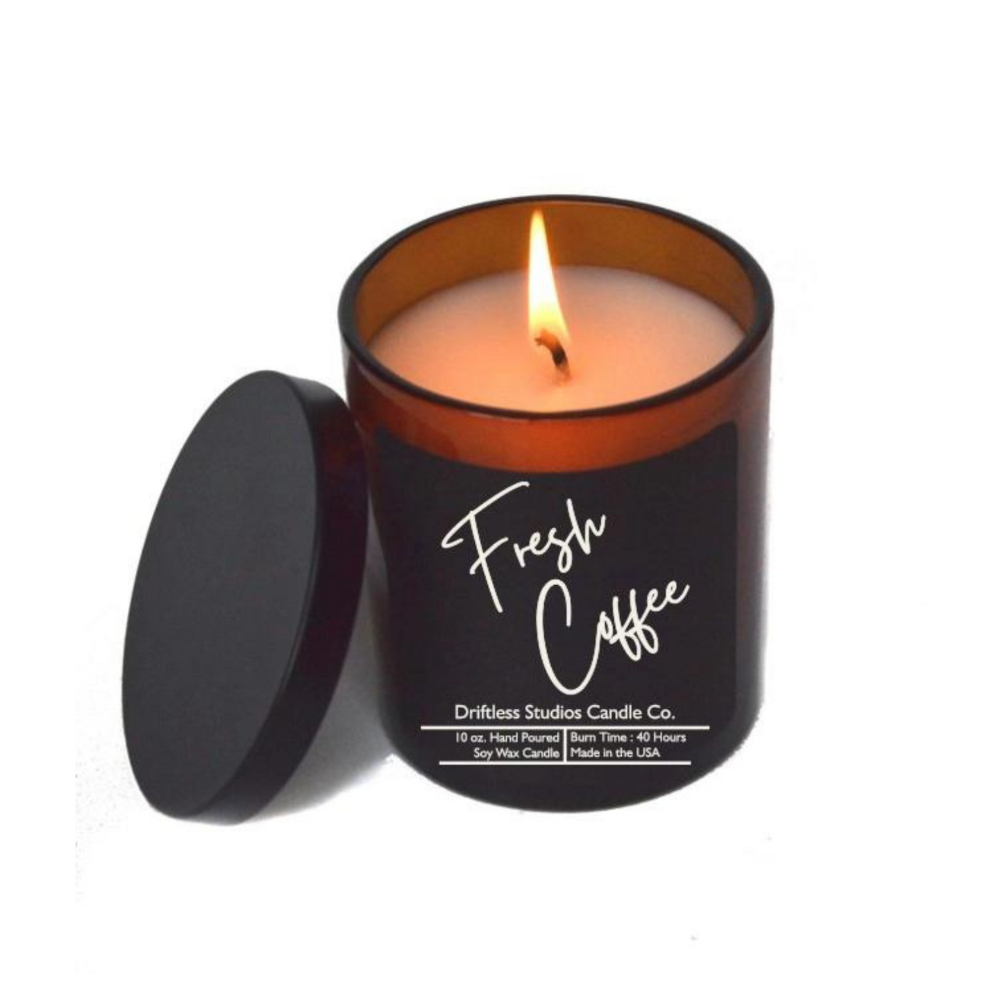 Fresh Coffee Soy Candles -10oz Candle Jar + Lid Black Label