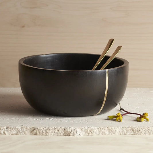 Serving Bowl with Polished Brass